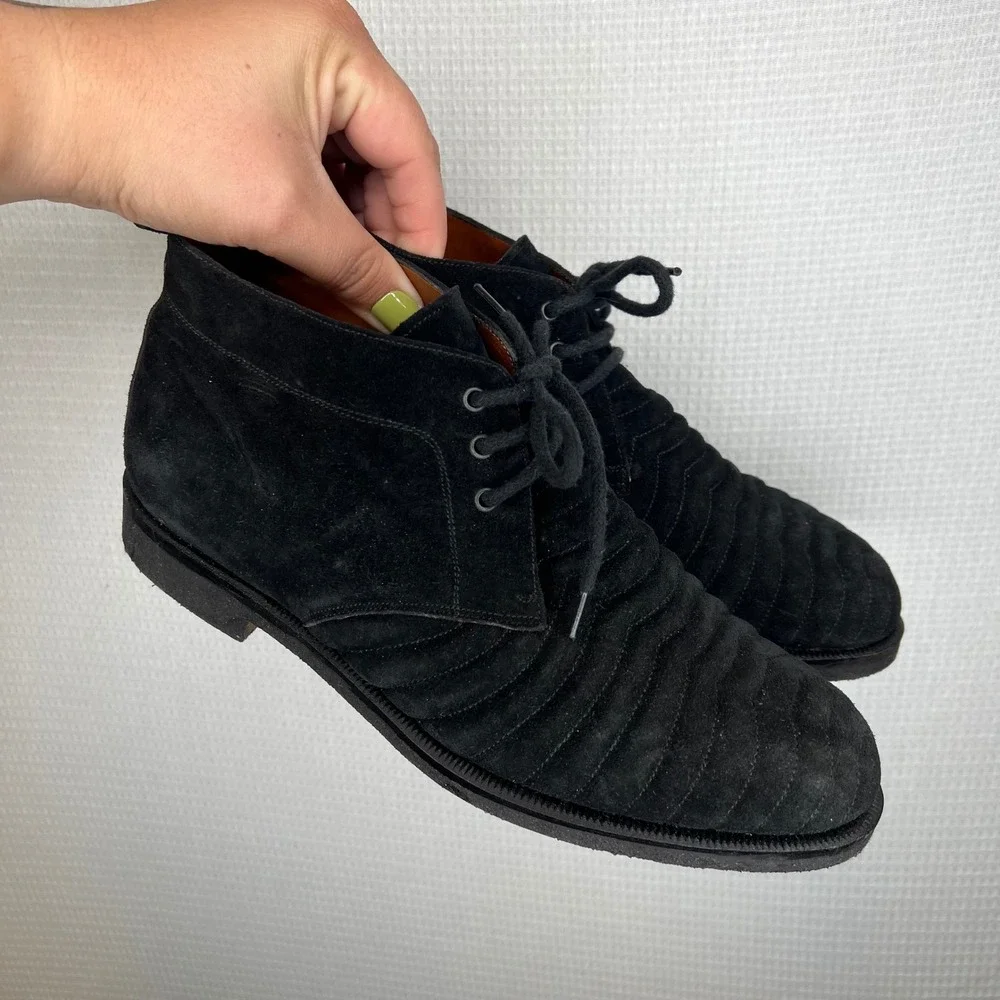 Farrutx Mens Black Suede Ribbed Quilted Chukka Boots 5076 5950 Size 10 40